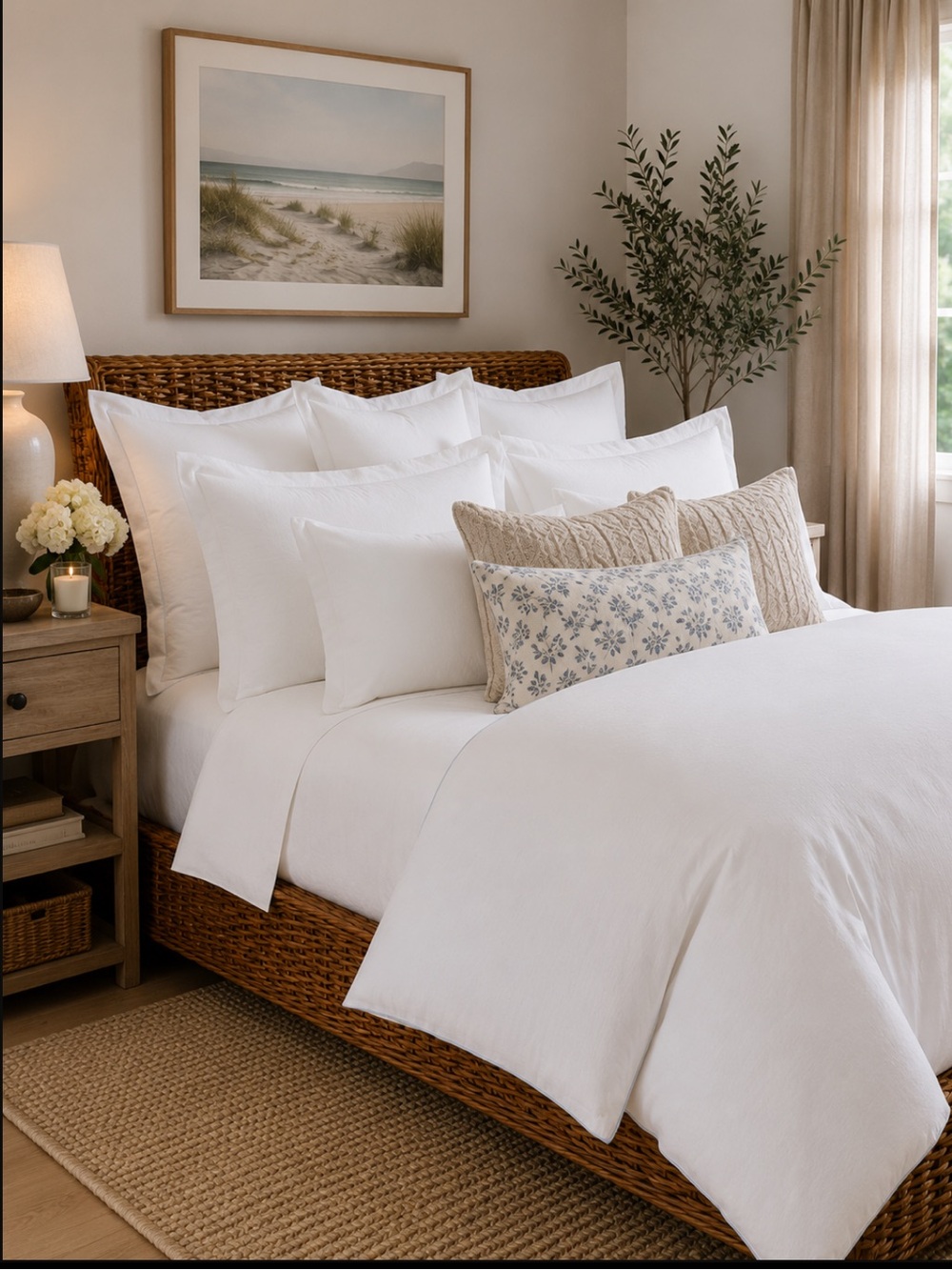 Brand New‎ Ralph Lauren RL Linen Contrast King Duvet Cover 100% Linen White/ Sky